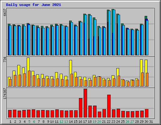 Daily usage for June 2021